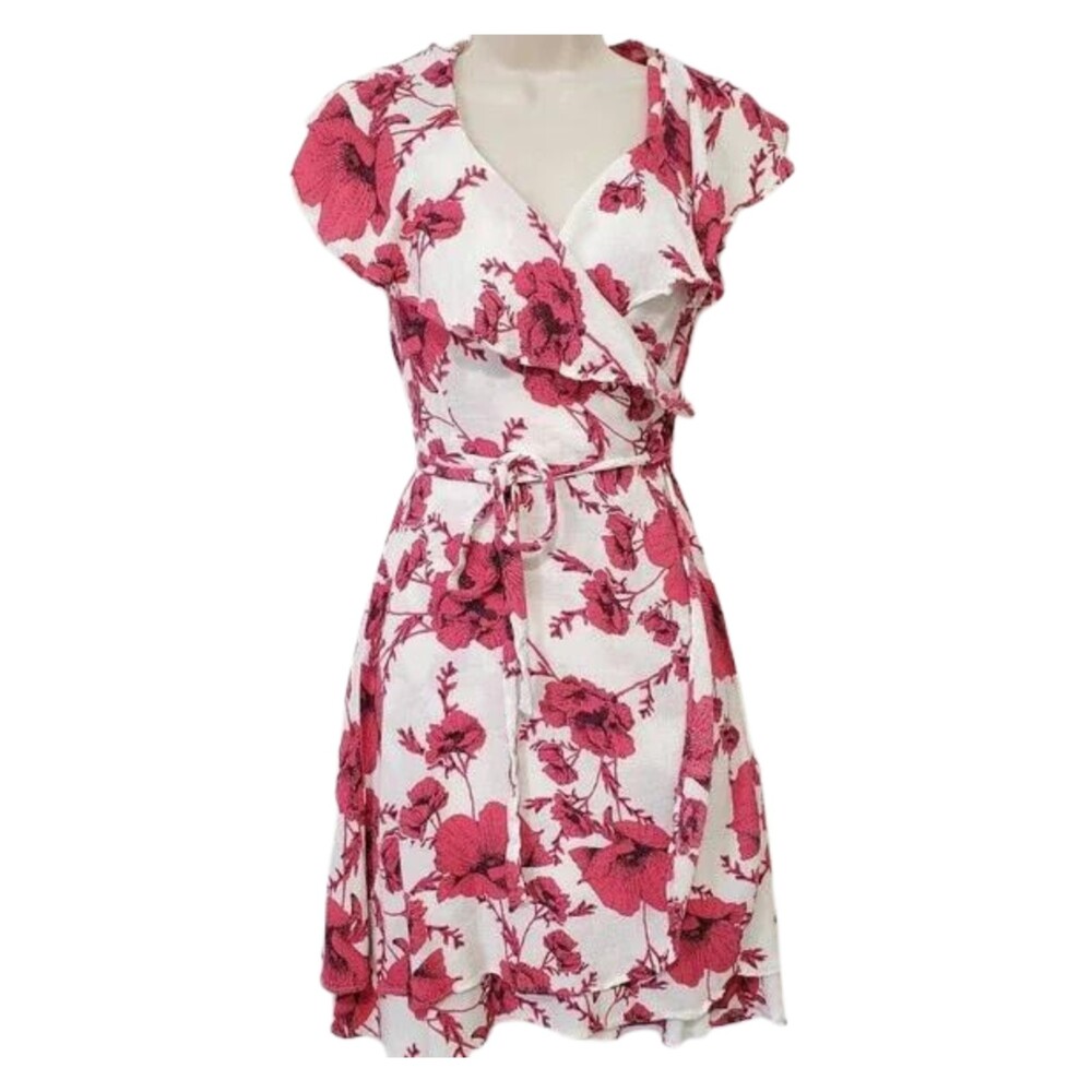 Free People NWT Pink/White French Quarter Floral Wrap Dress Size Large